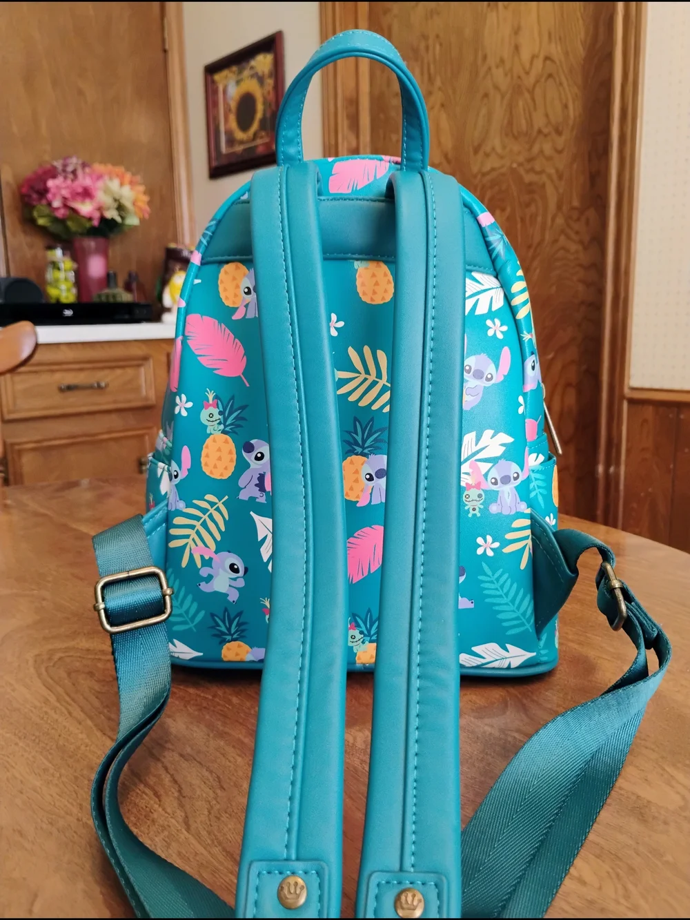 Loungefly Disney Stitch And Scrump Tropical Leaves Mini Backpack Peacock Blue